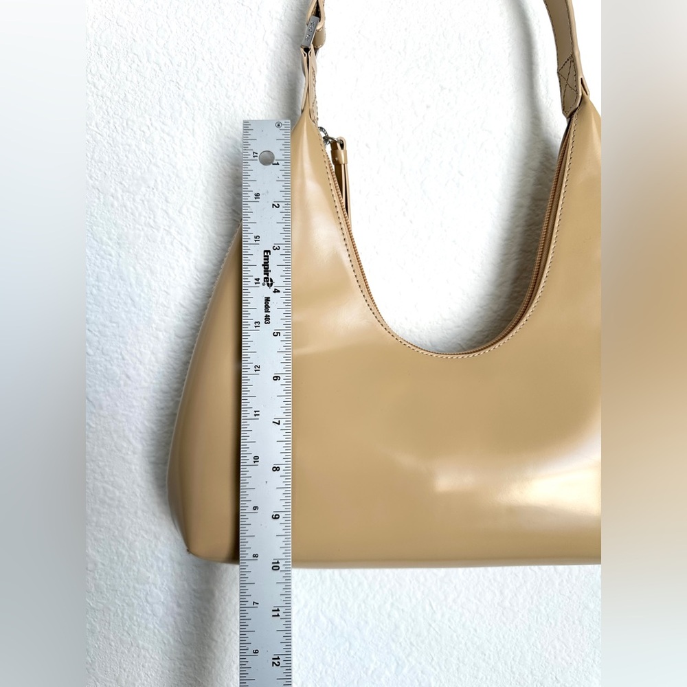BY FAR Amber Kraft Beige Nude Semi-patent Leather Shoulder‎ Bag Purse NWOT - Picture 8 of 17
